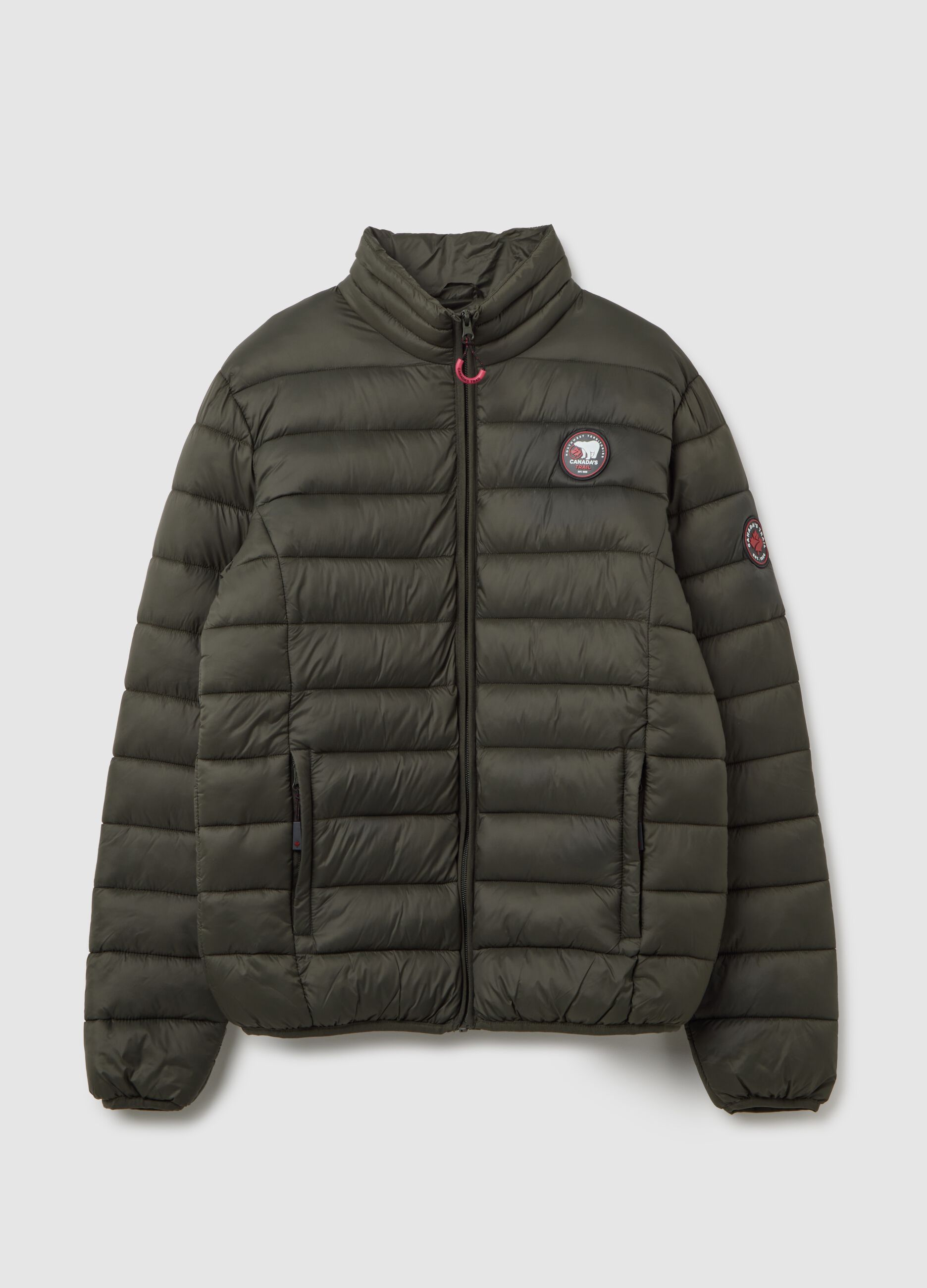 Giacca imbottita verde con zip