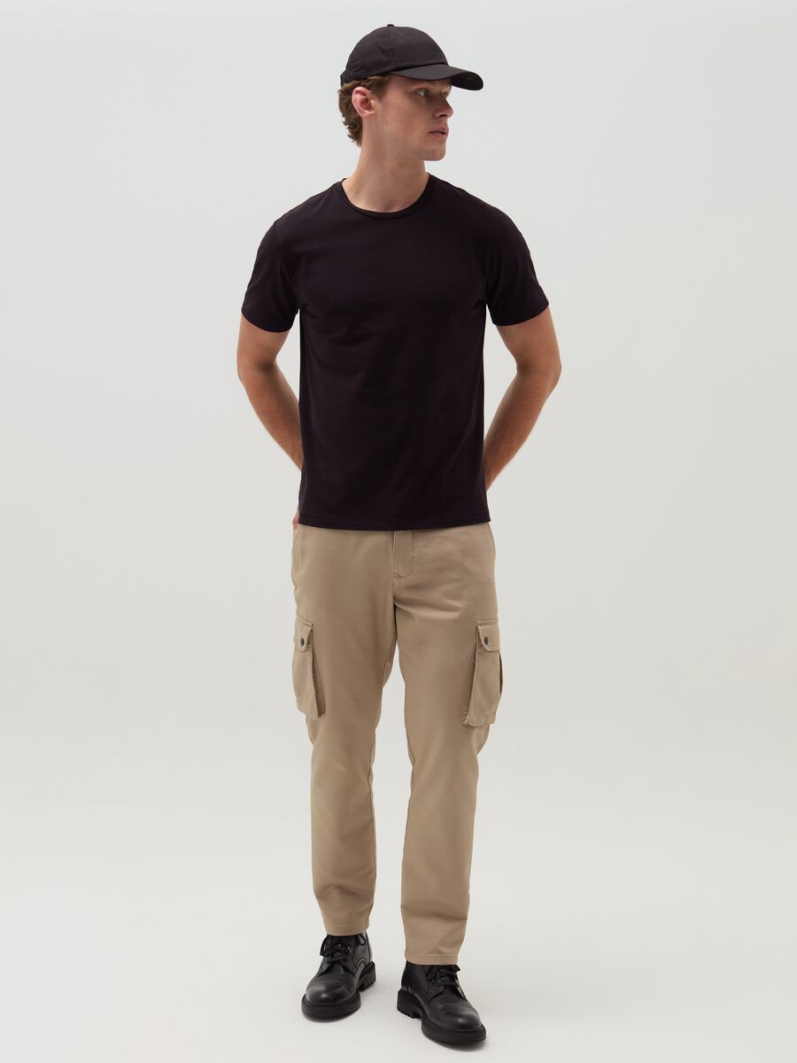 Stretch cotton T-shirt with crew-neck_1