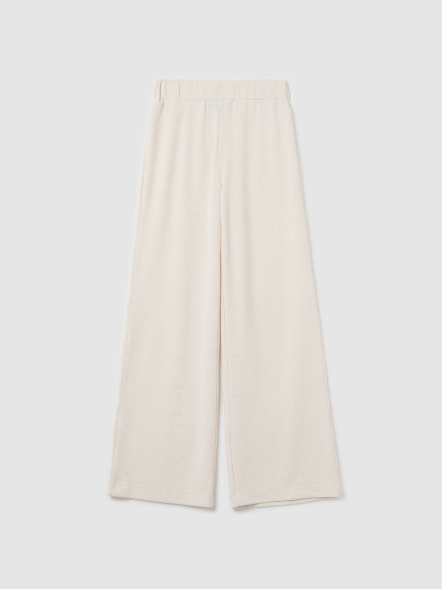 Cream waffle-weave knit trousers_4