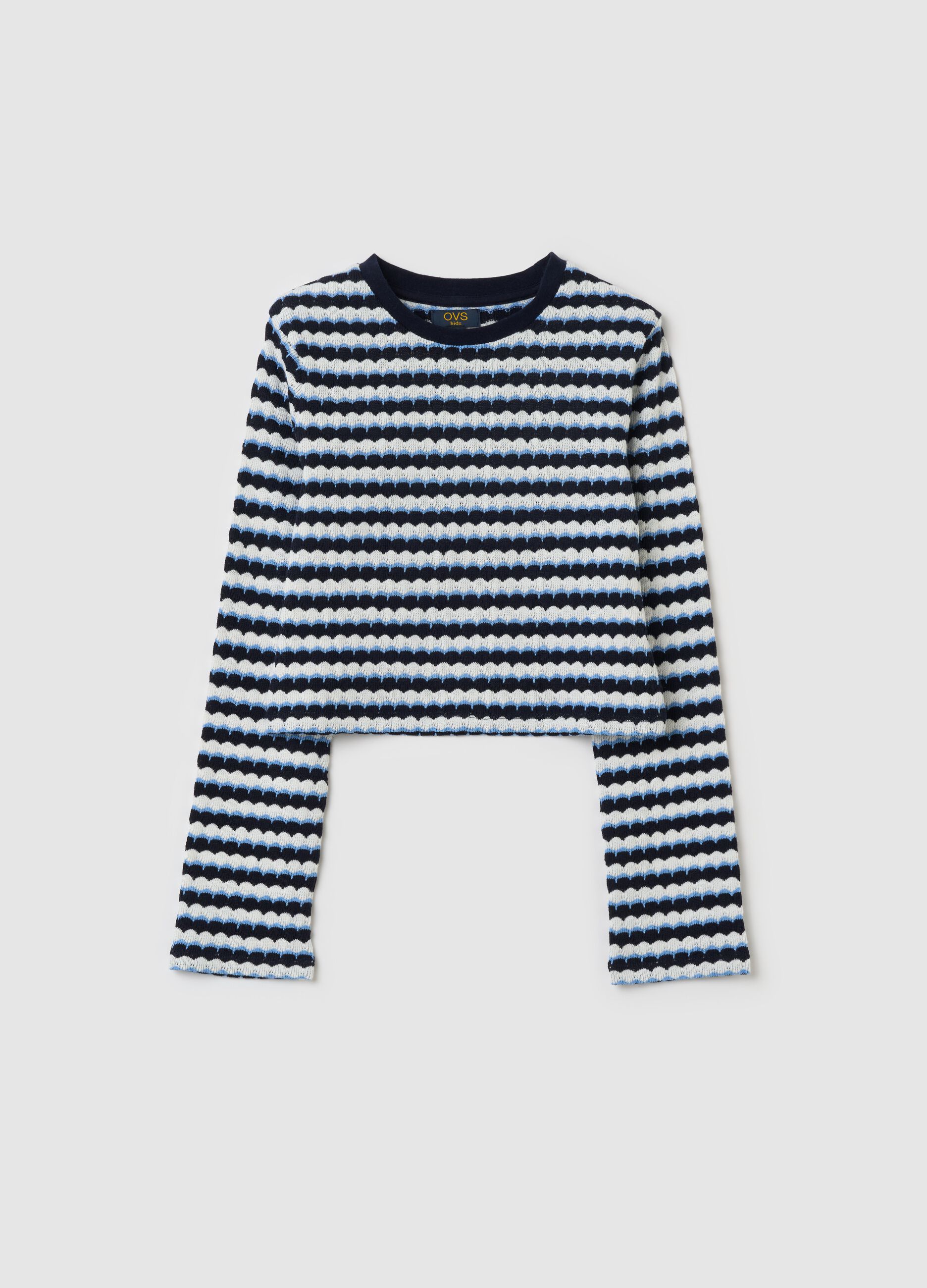 Long-sleeved jersey T-shirt with stripe design
