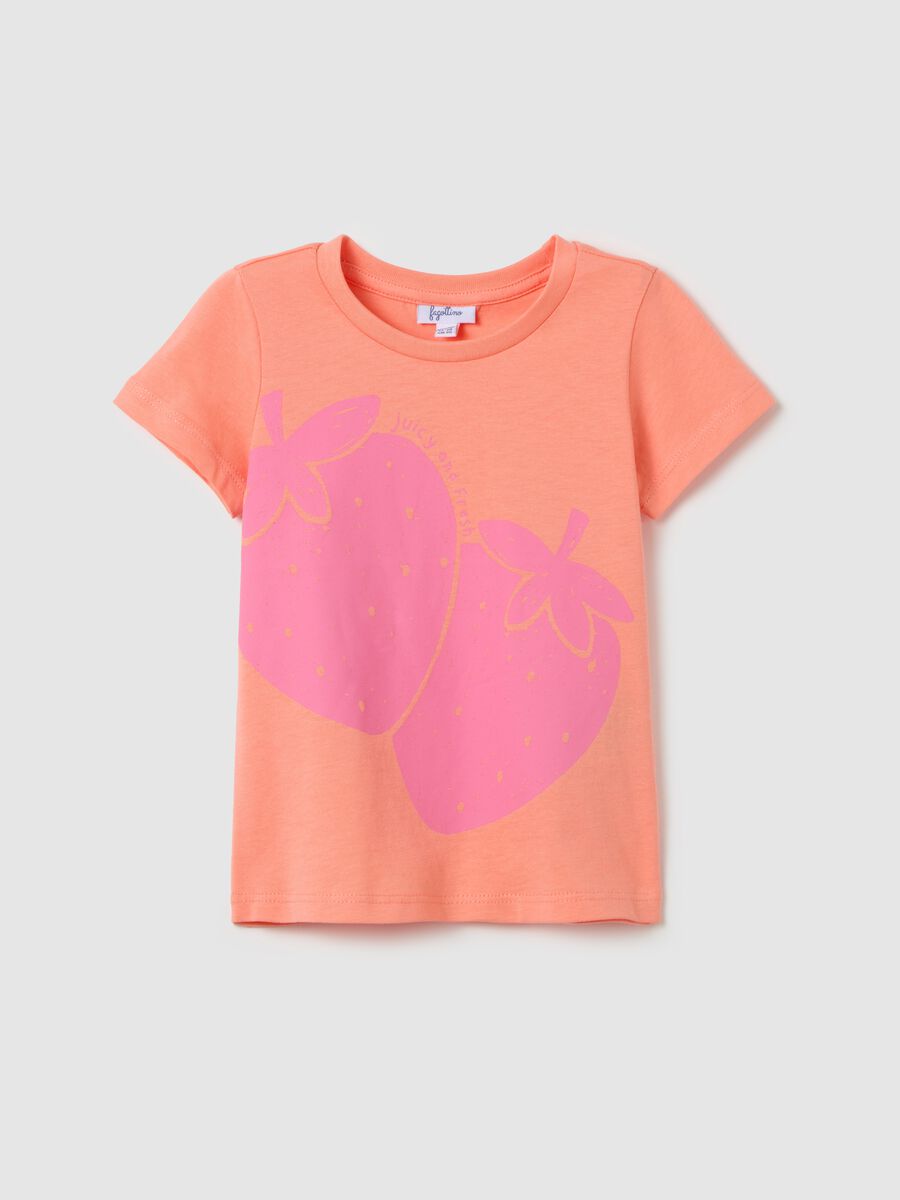Cotton T-shirt with fruit print_0