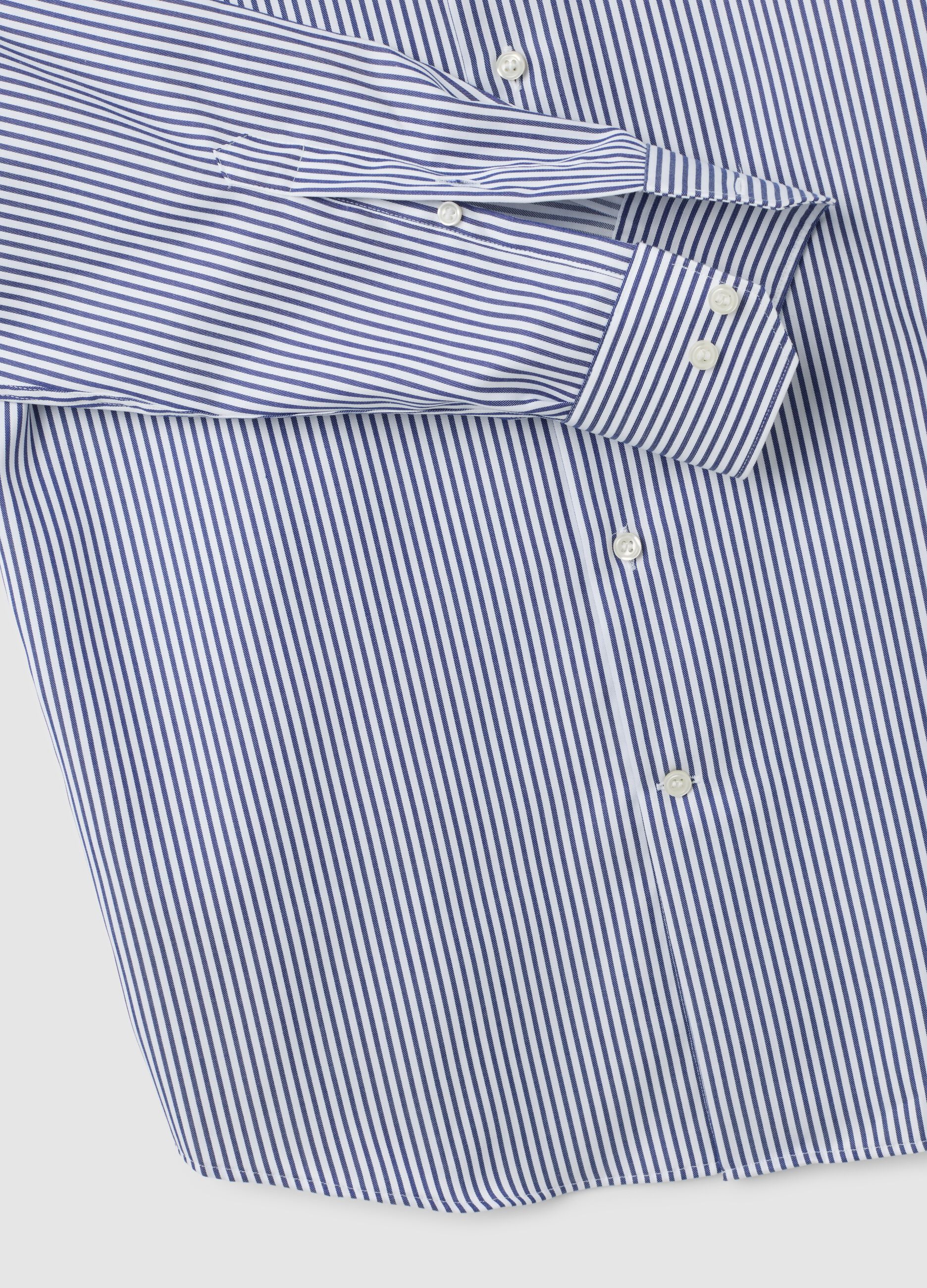 Blue Cotton Striped Shirt