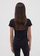 Black organic cotton T-shirt with silver graphic for girls_1