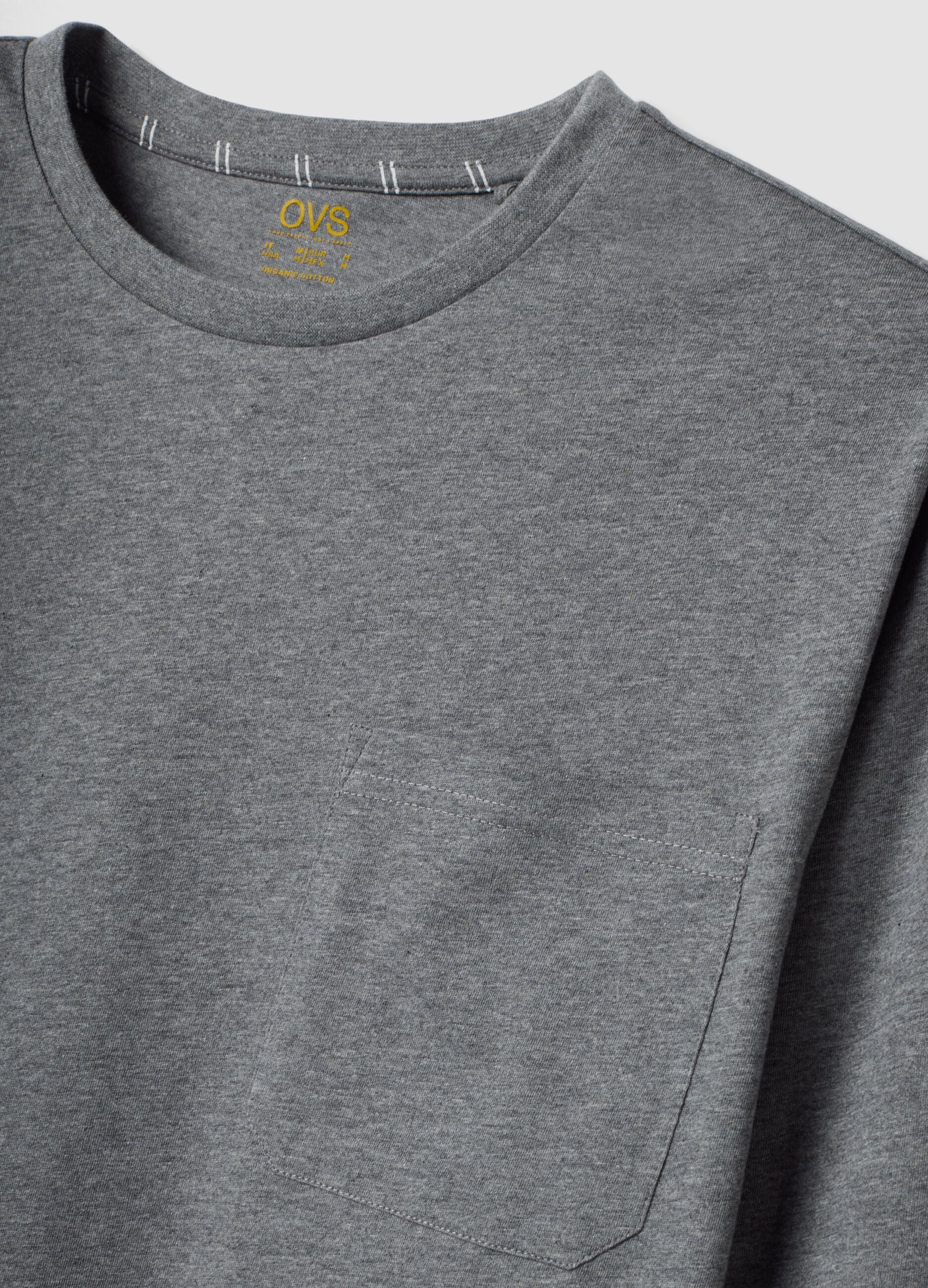 Grey pure organic cotton crew-neck pyjamas