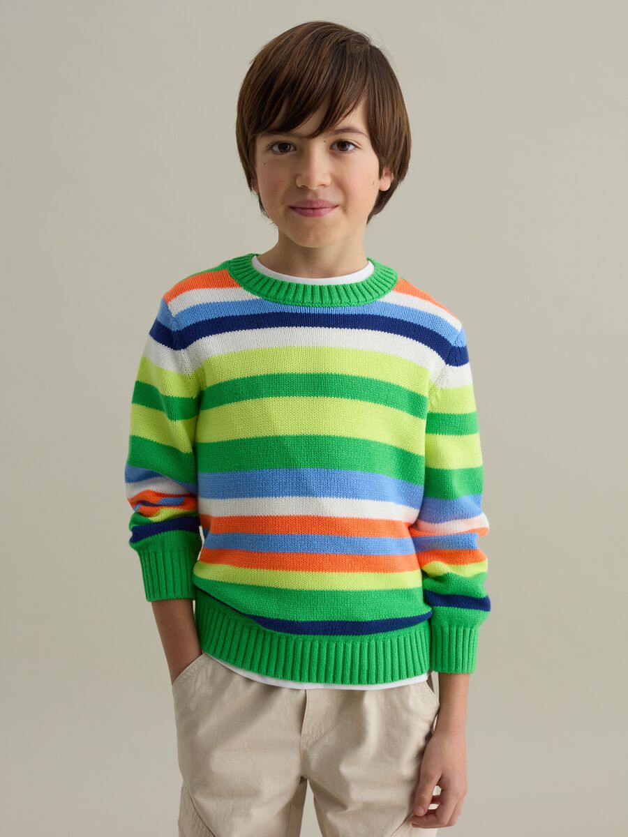 Pullover with multicoloured striped pattern_0
