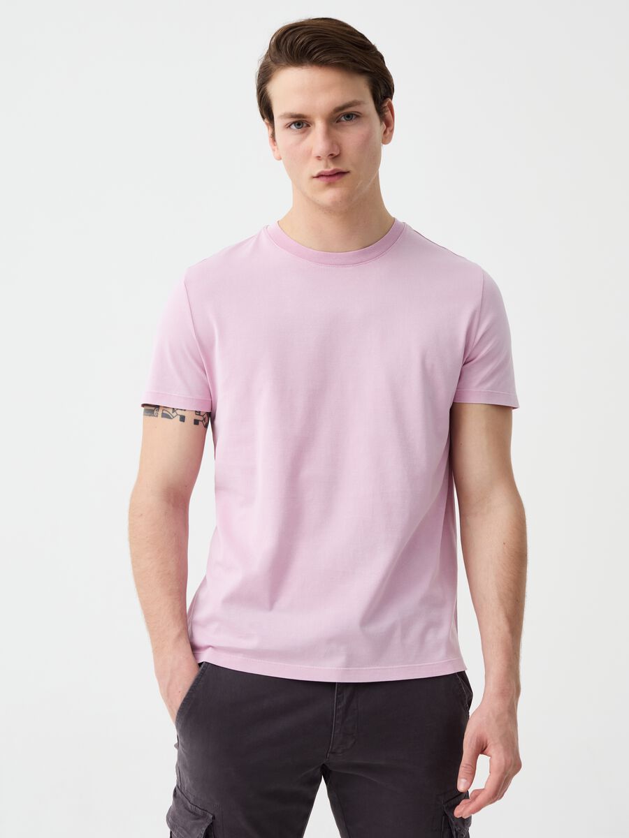 T-shirt in cotone con scollo rotondo_0