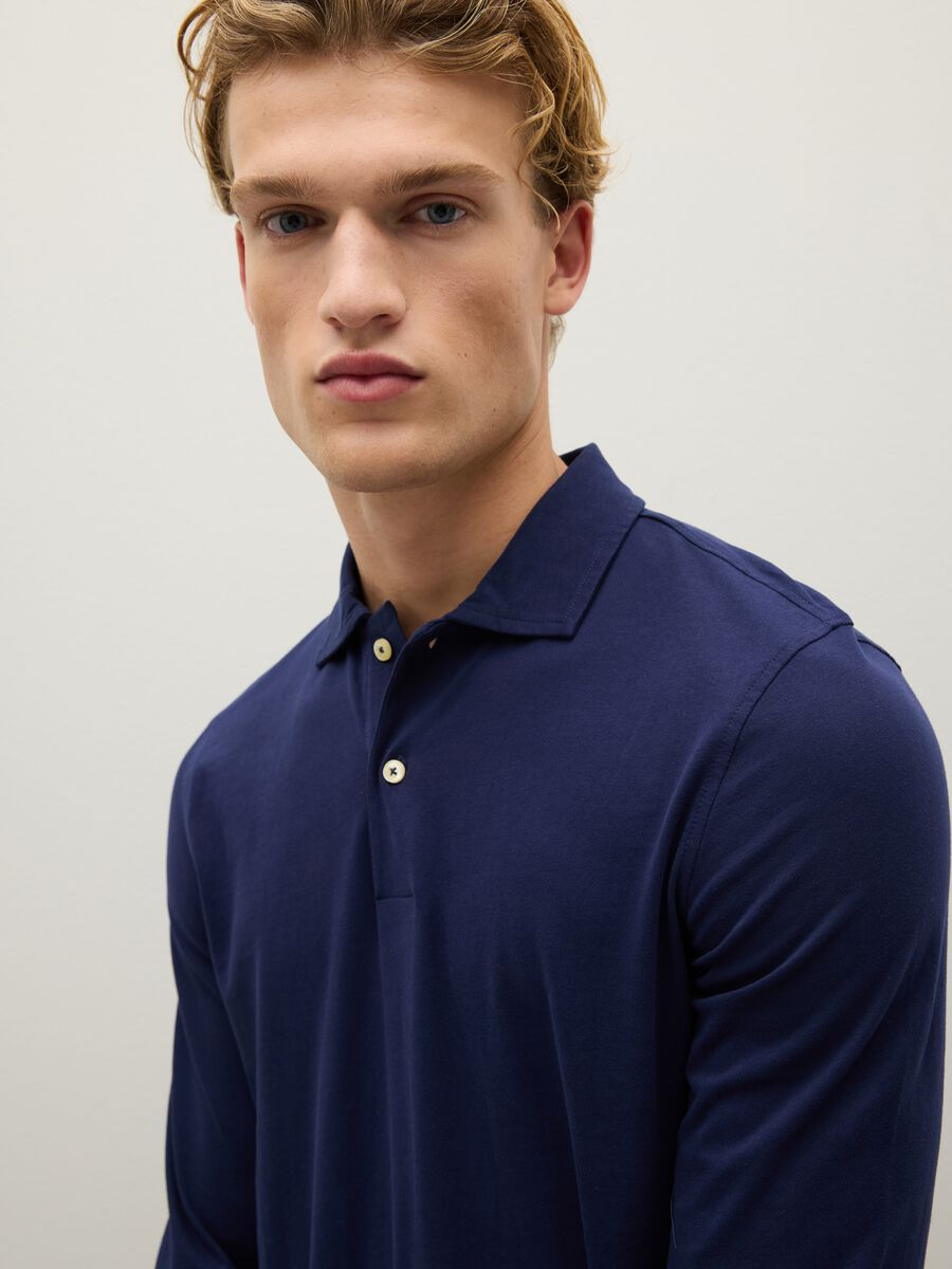 Blue pure cotton regular fit polo_3