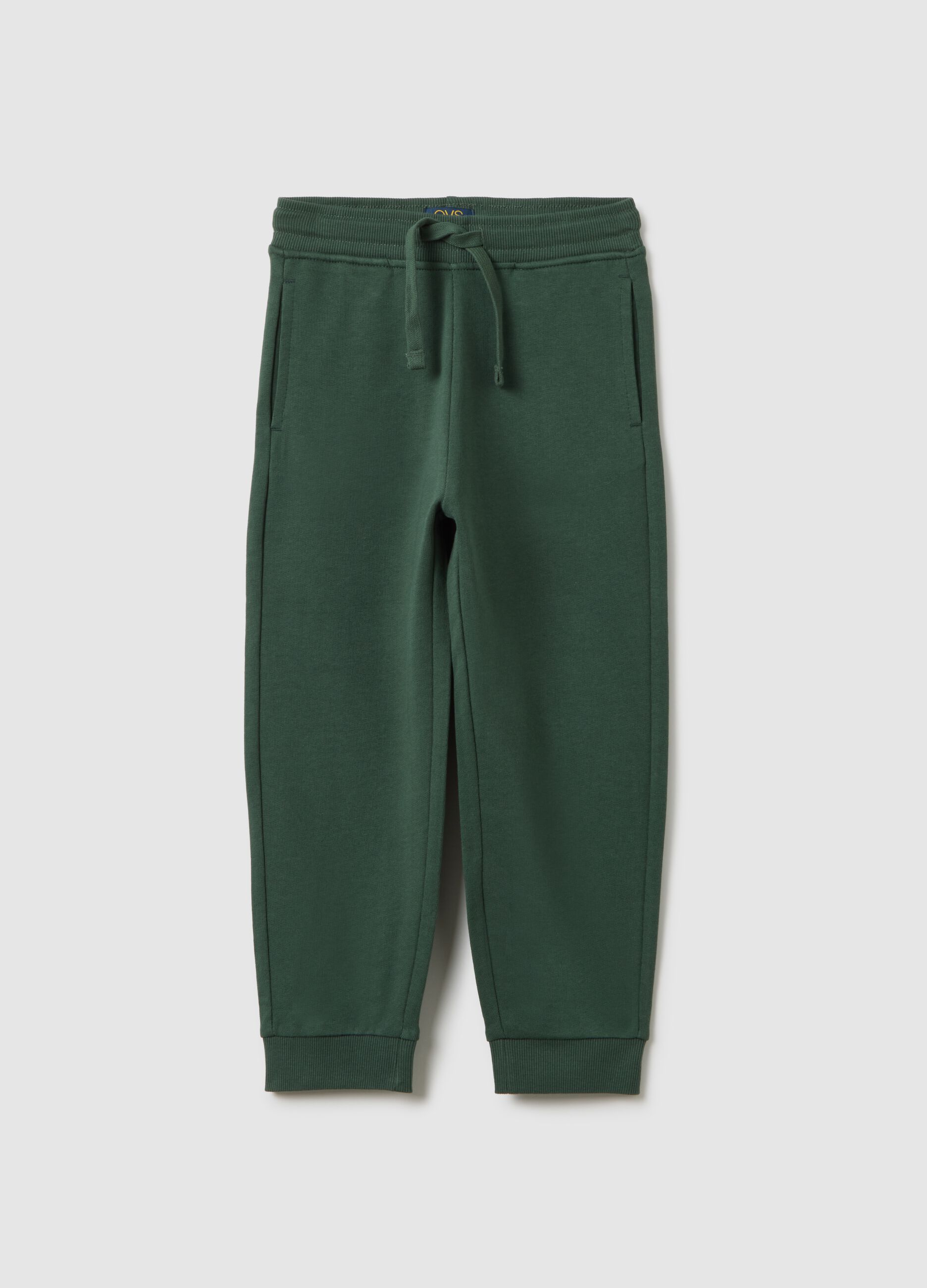 Pantaloni per bambini in puro cotone verde regular fit