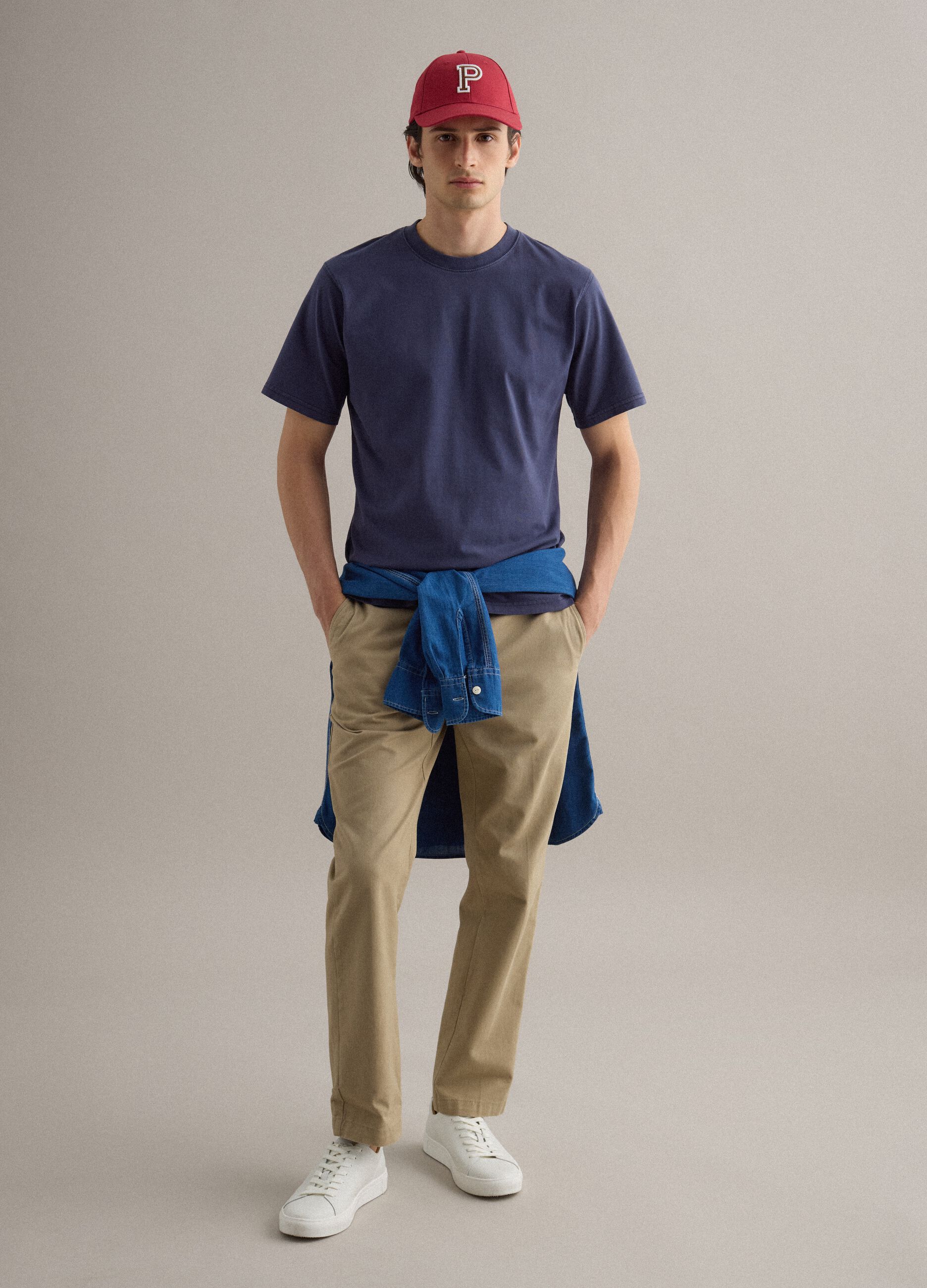 Blue pure cotton relaxed fit T-shirt