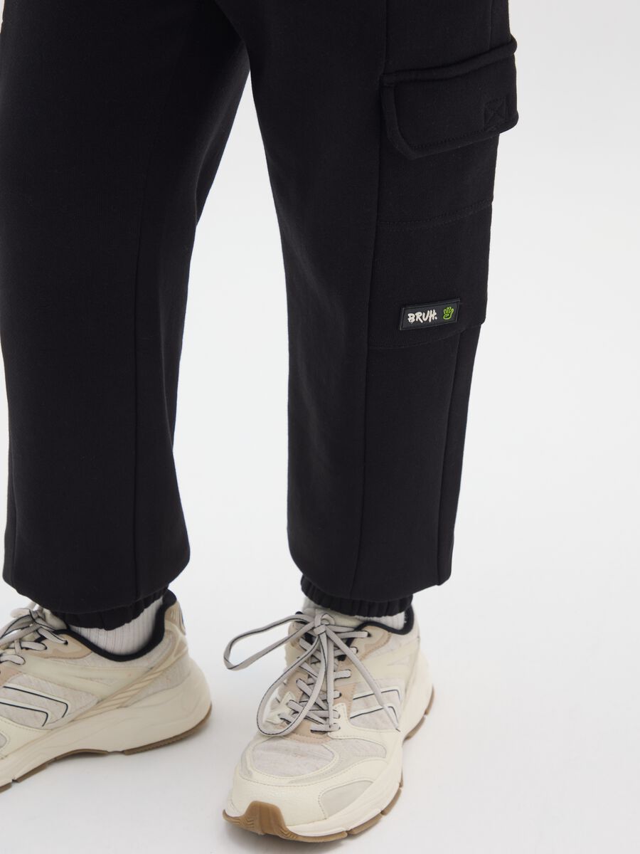 Boys' black joggers in pure cotton with relaxed fit_2
