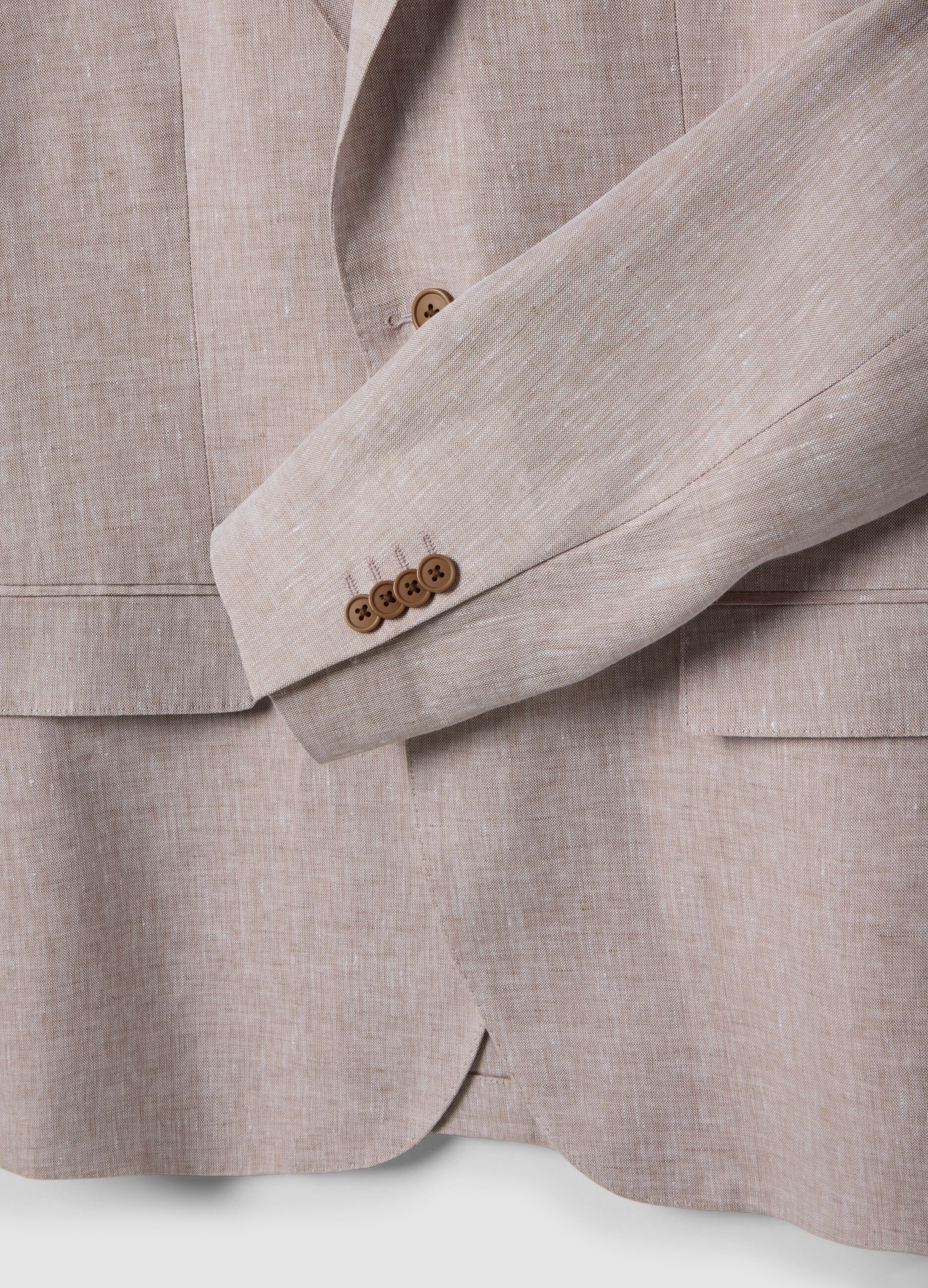 Slim Fit Beige Pure Linen Blazer
