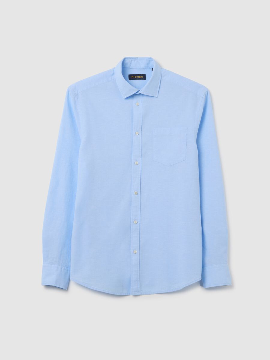 Piombo Blue Cotton and Linen Shirt_4