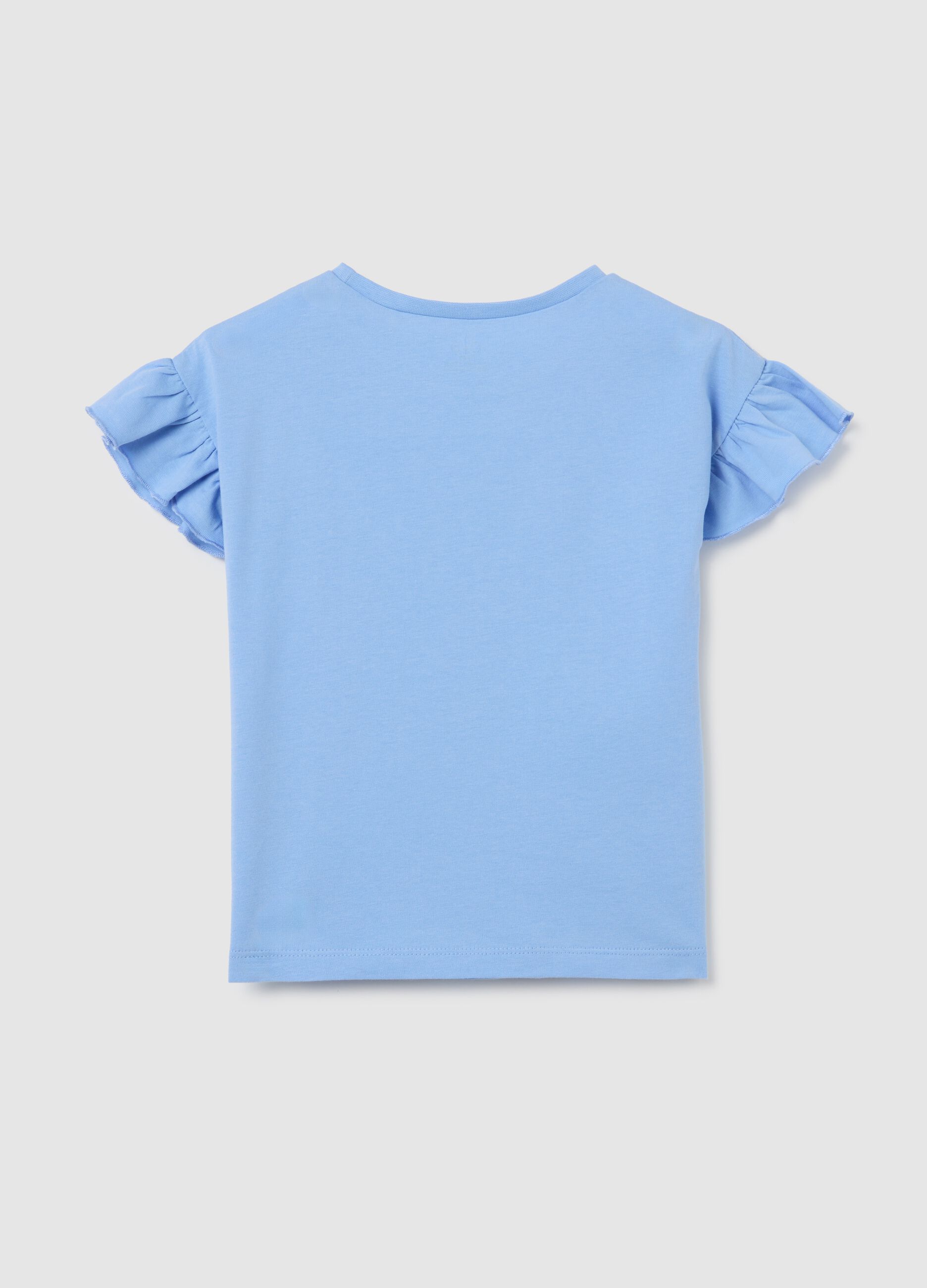 Light blue cotton T-shirt with print