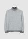 Melange grey jumper with high neck and contrast trim_4