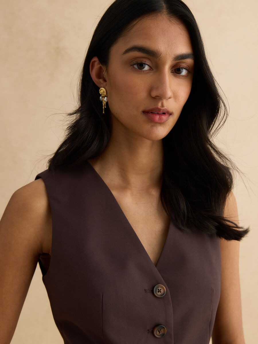 Brown classic waistcoat, regular fit with buttons_0