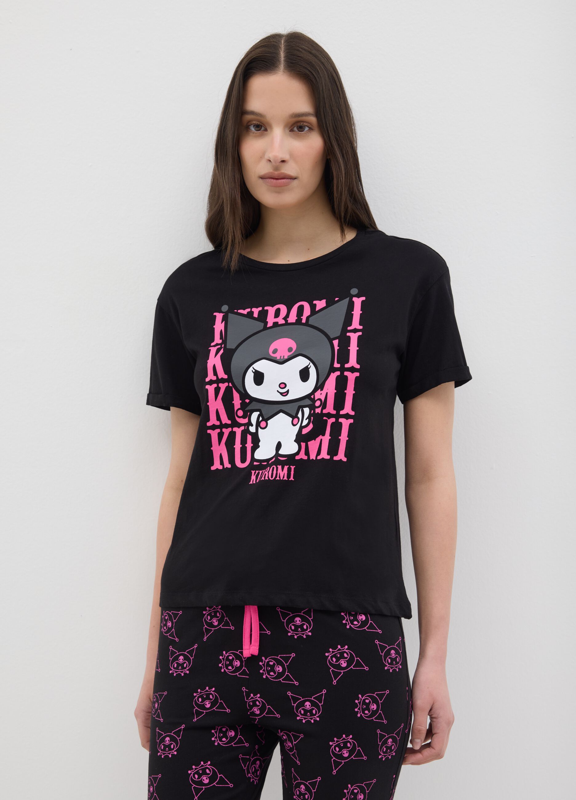 Pigiama da donna in puro cotone multicolor regular fit