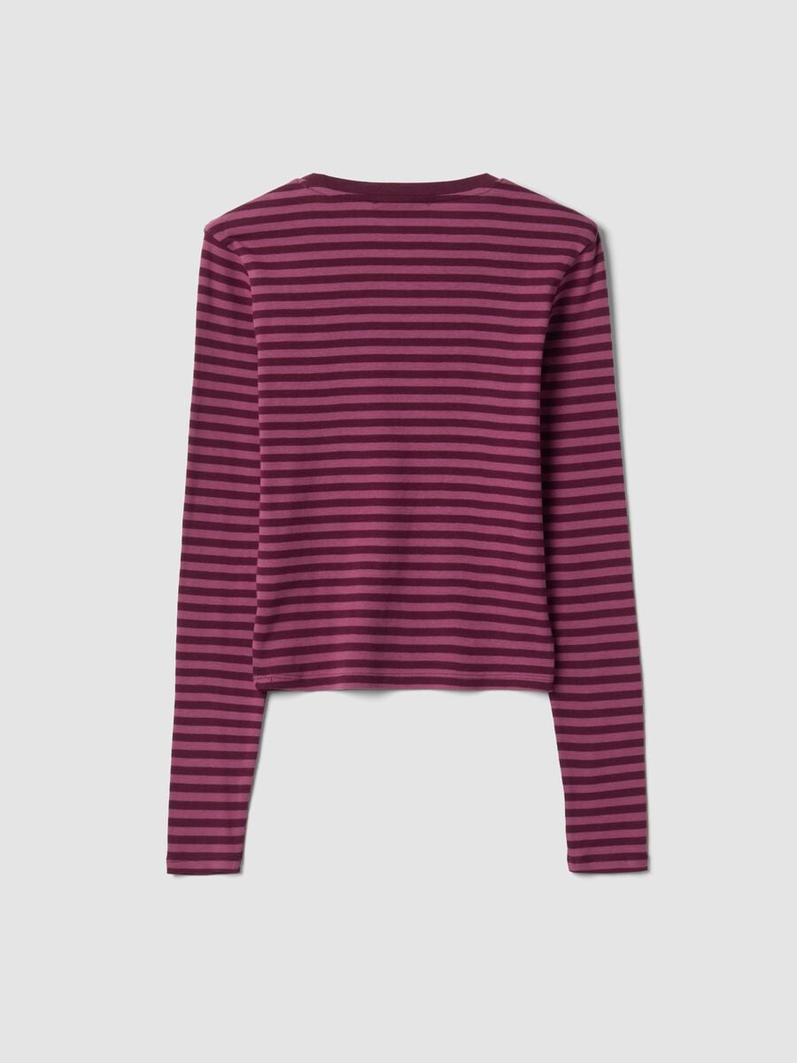 T-shirt viola in puro cotone a righe con girocollo_2