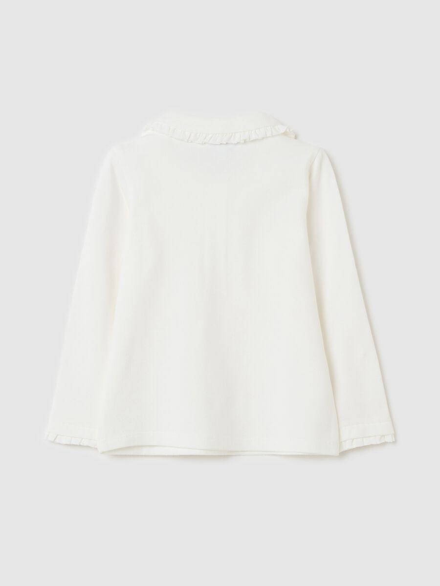 Long-sleeved polo shirt with frills_1