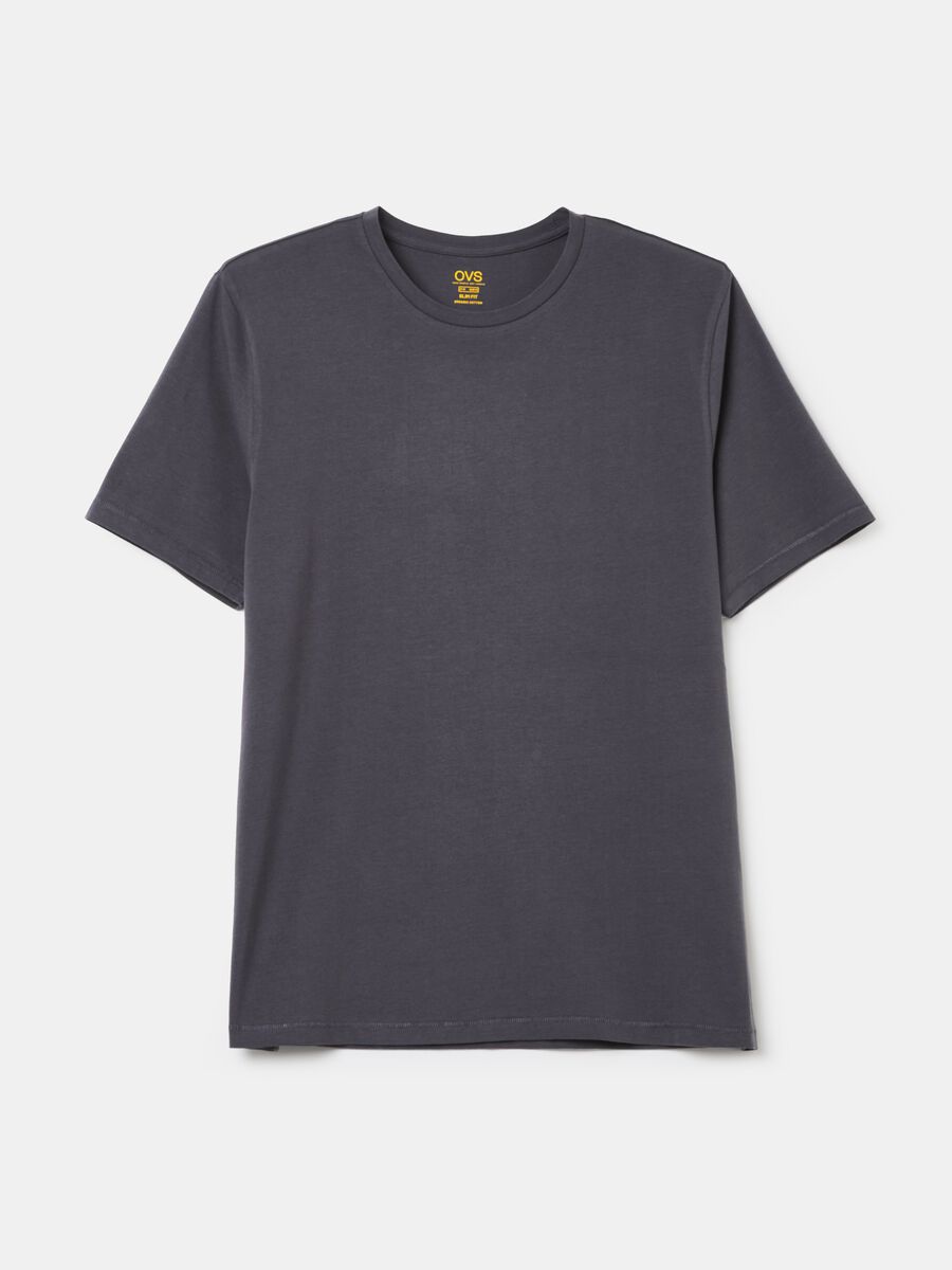 Stretch cotton T-shirt with crew-neck_4