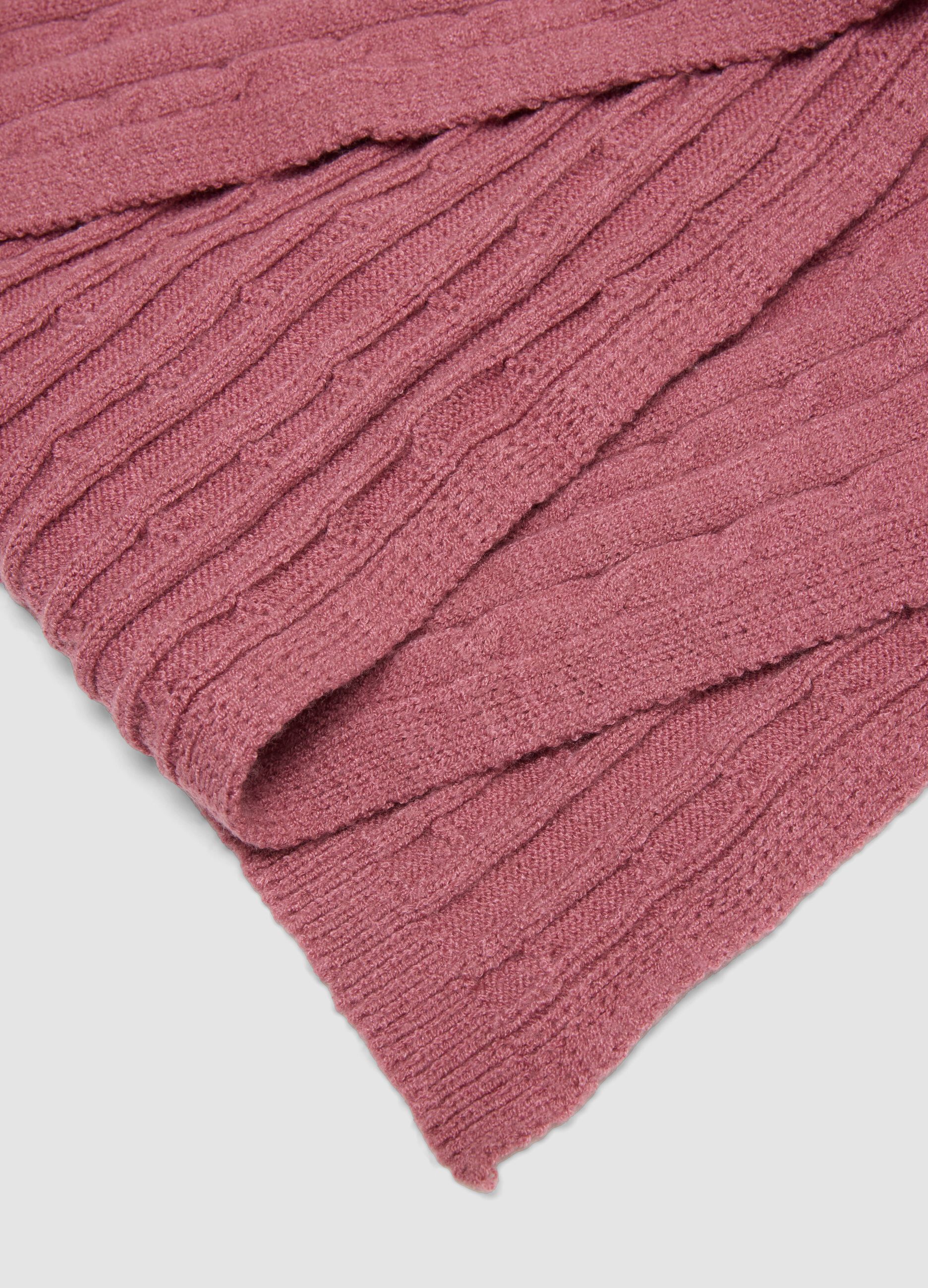Pink cable-knit viscose-blend scarf
