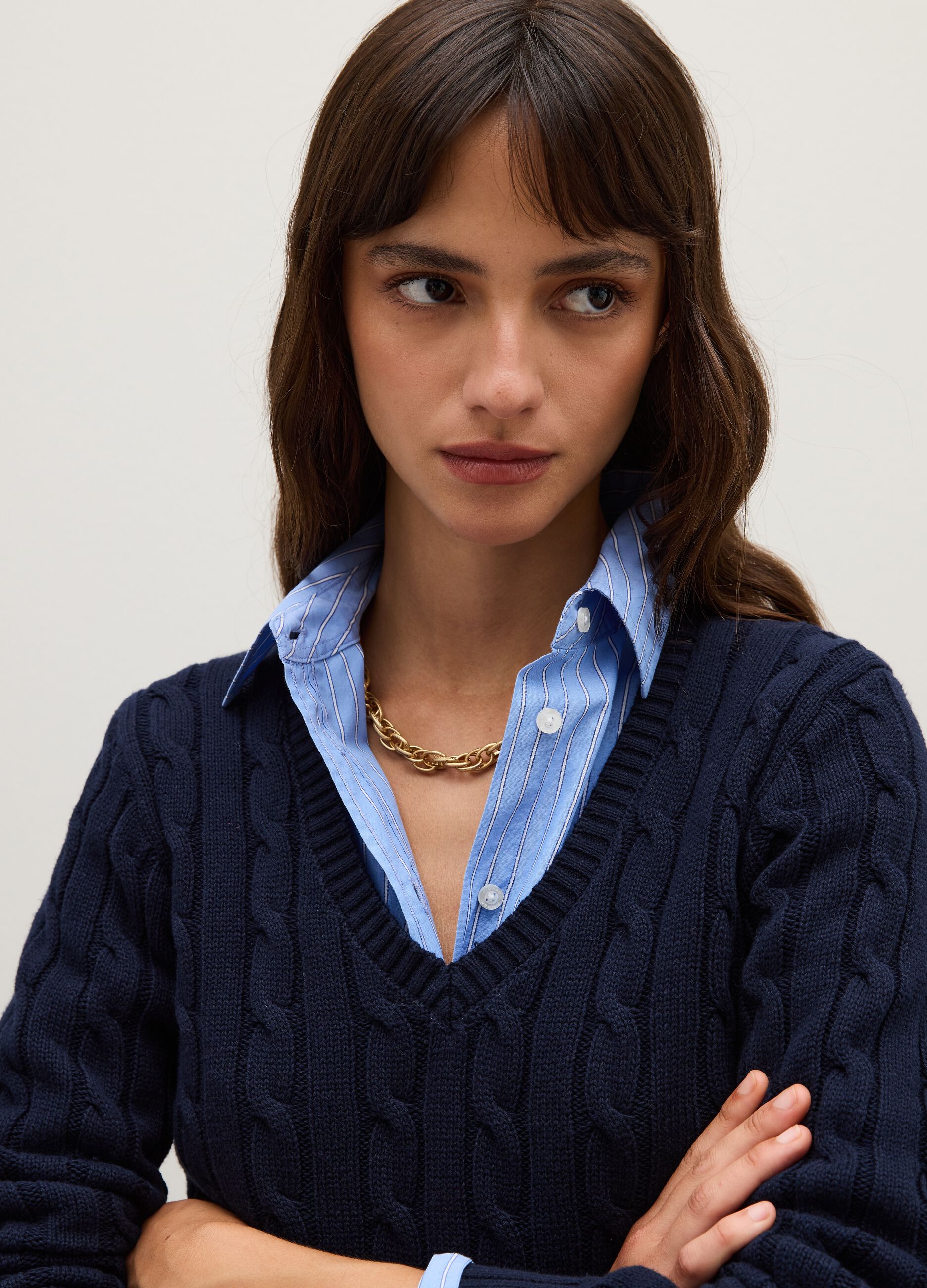 Regular fit blue pure cotton jumper