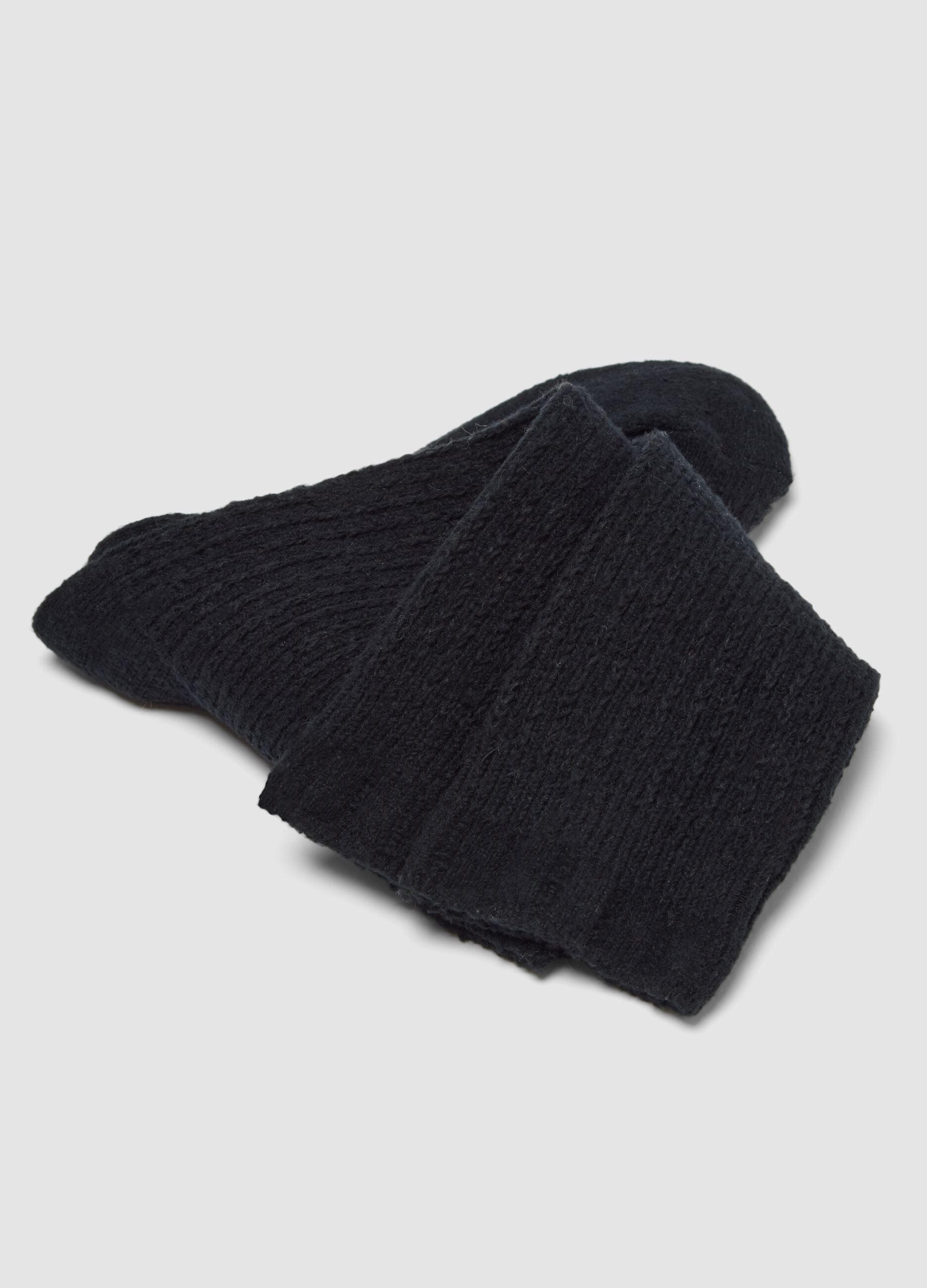 Long black stretch-fabric socks