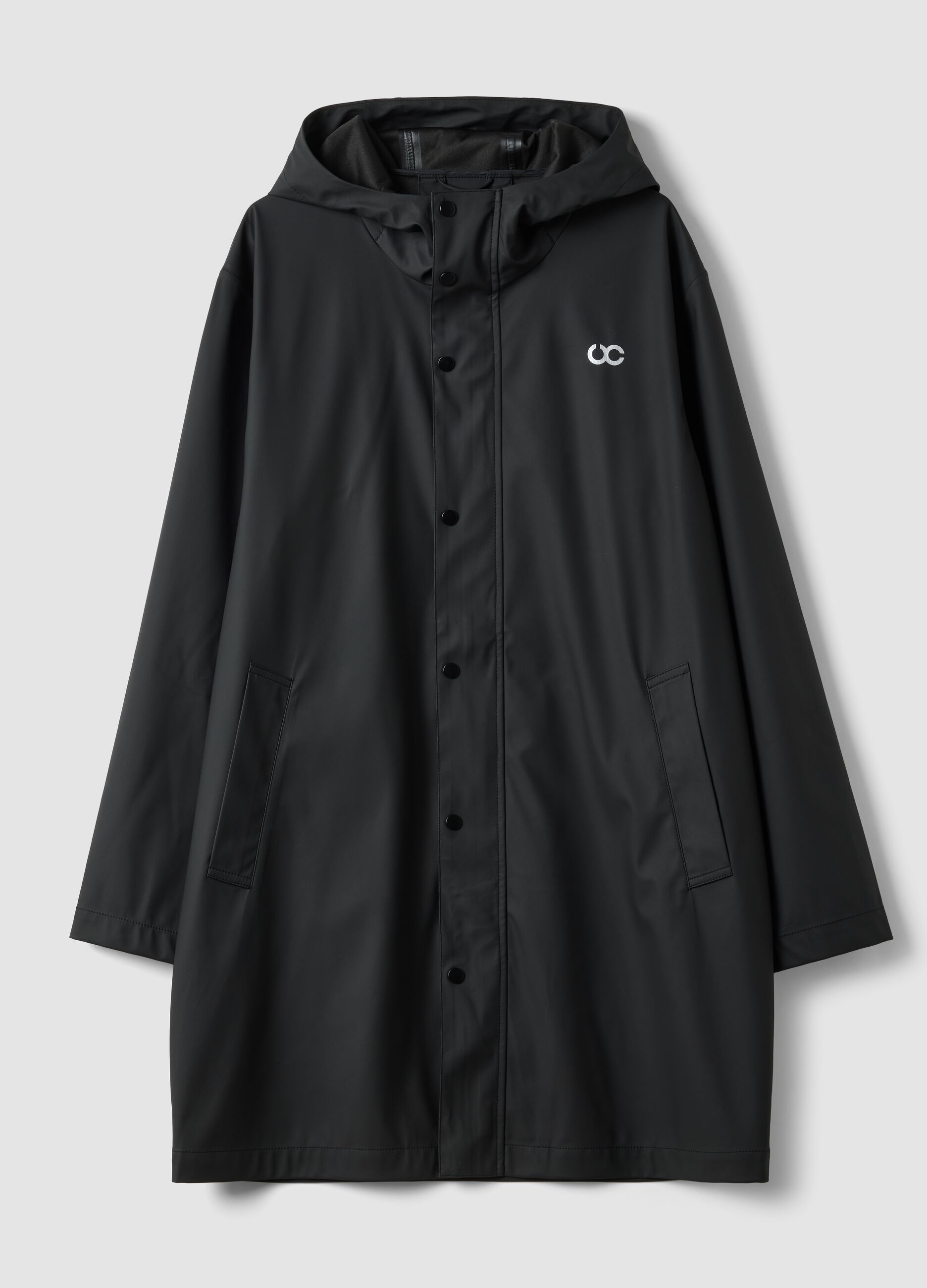 Black regular-fit raincoat with zip