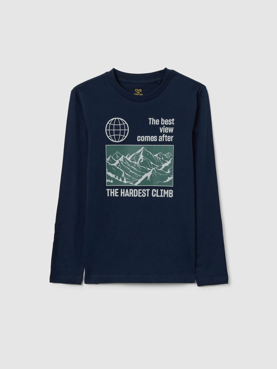 Maglia da ragazzo in puro cotone blu regular fit_0