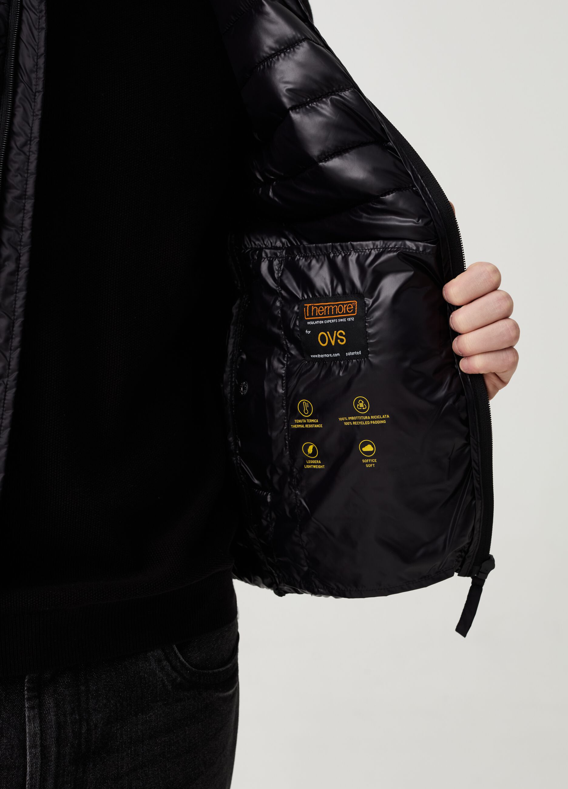 Gilet trapuntato ultralight a collo alto