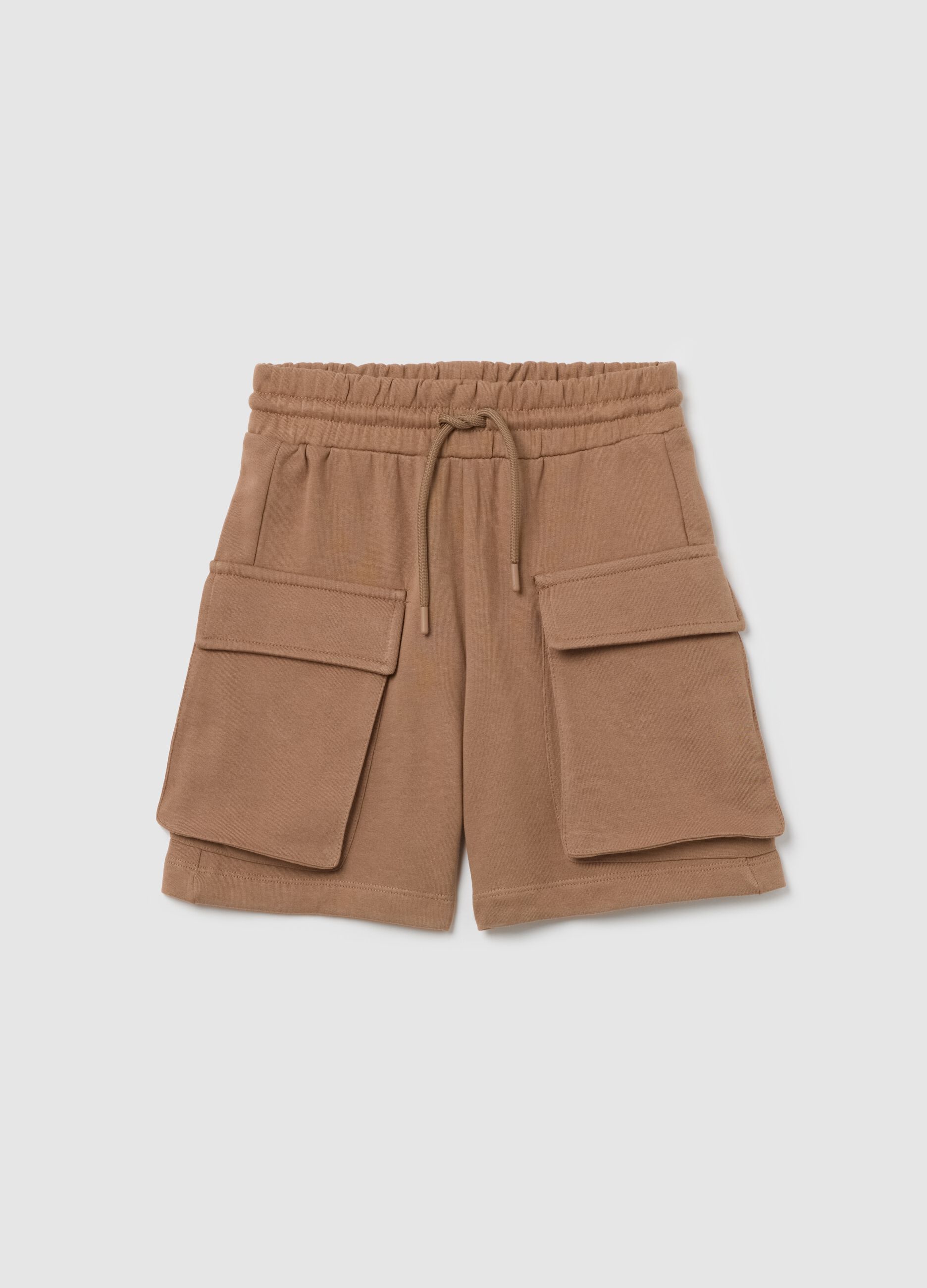 Brown cargo shorts in cotton