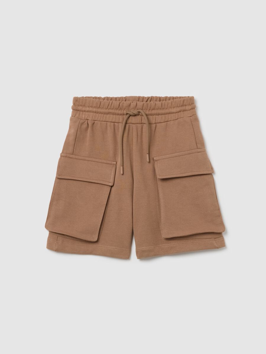 Brown cargo shorts in cotton_3