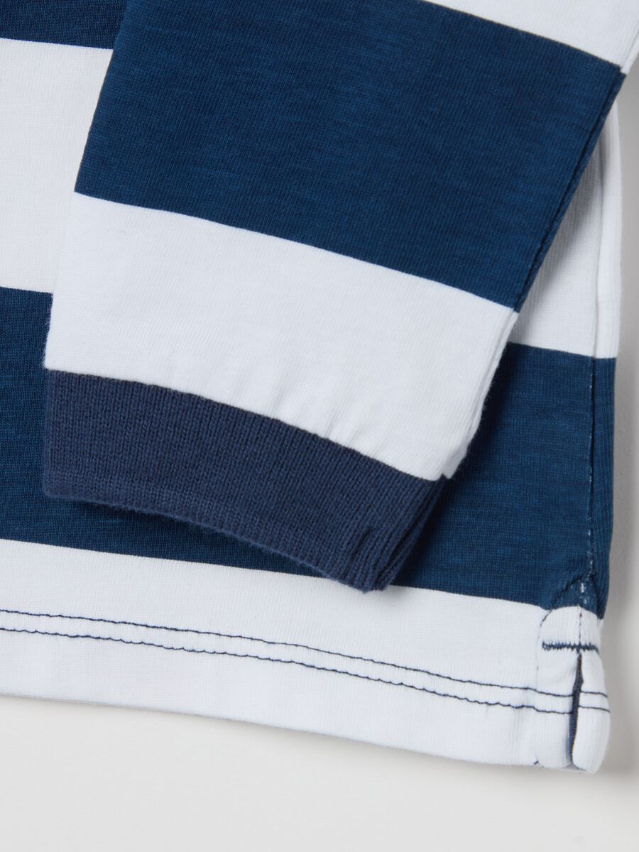 Long-sleeved polo shirt in striped cotton_2