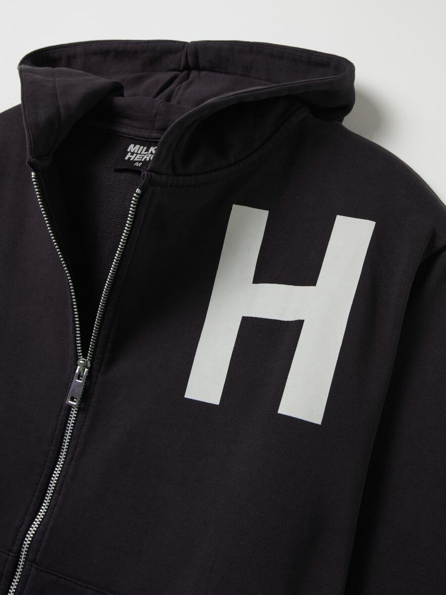 Full-zip sweatshirt with hood and print_5