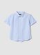 Boys' blue striped linen and cotton blend shirt, regular fit_0