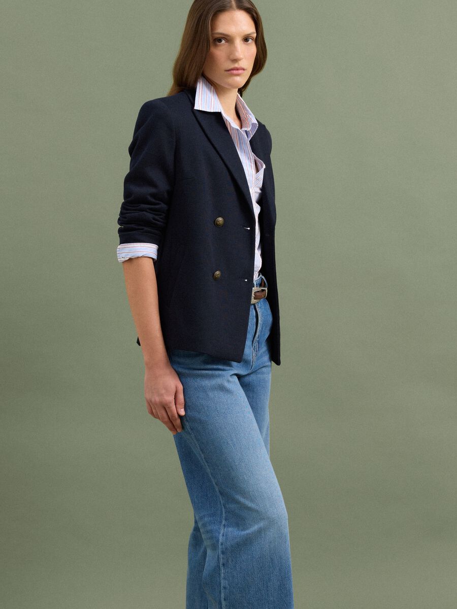 Blazer blu regular fit doppiopetto con rever classico_2
