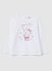 Girl's white pure cotton top regular fit with print_0