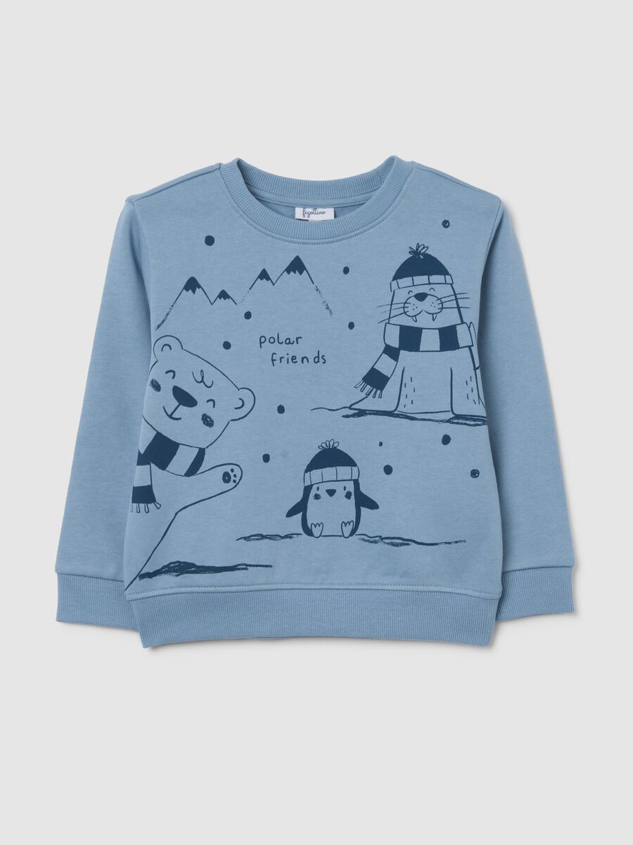 Felpa da bimbo in puro cotone azzurra regular fit_0