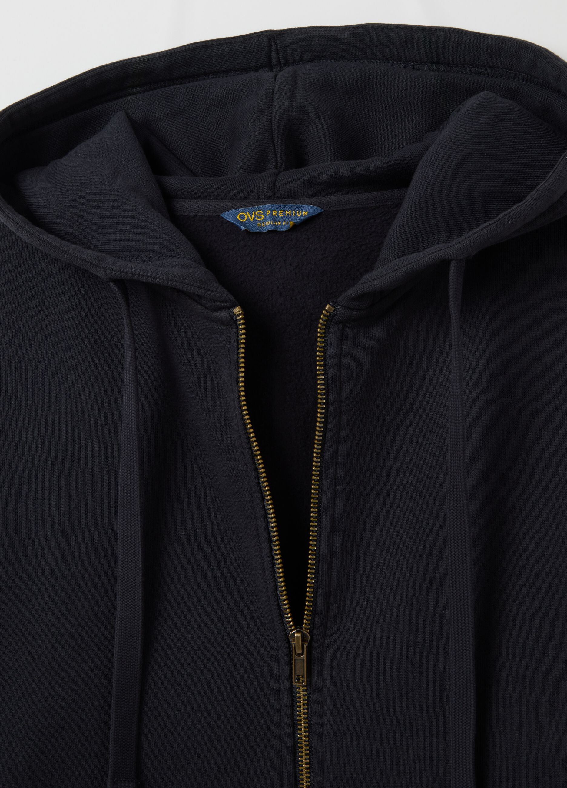 Blue pure cotton hoodie with zip