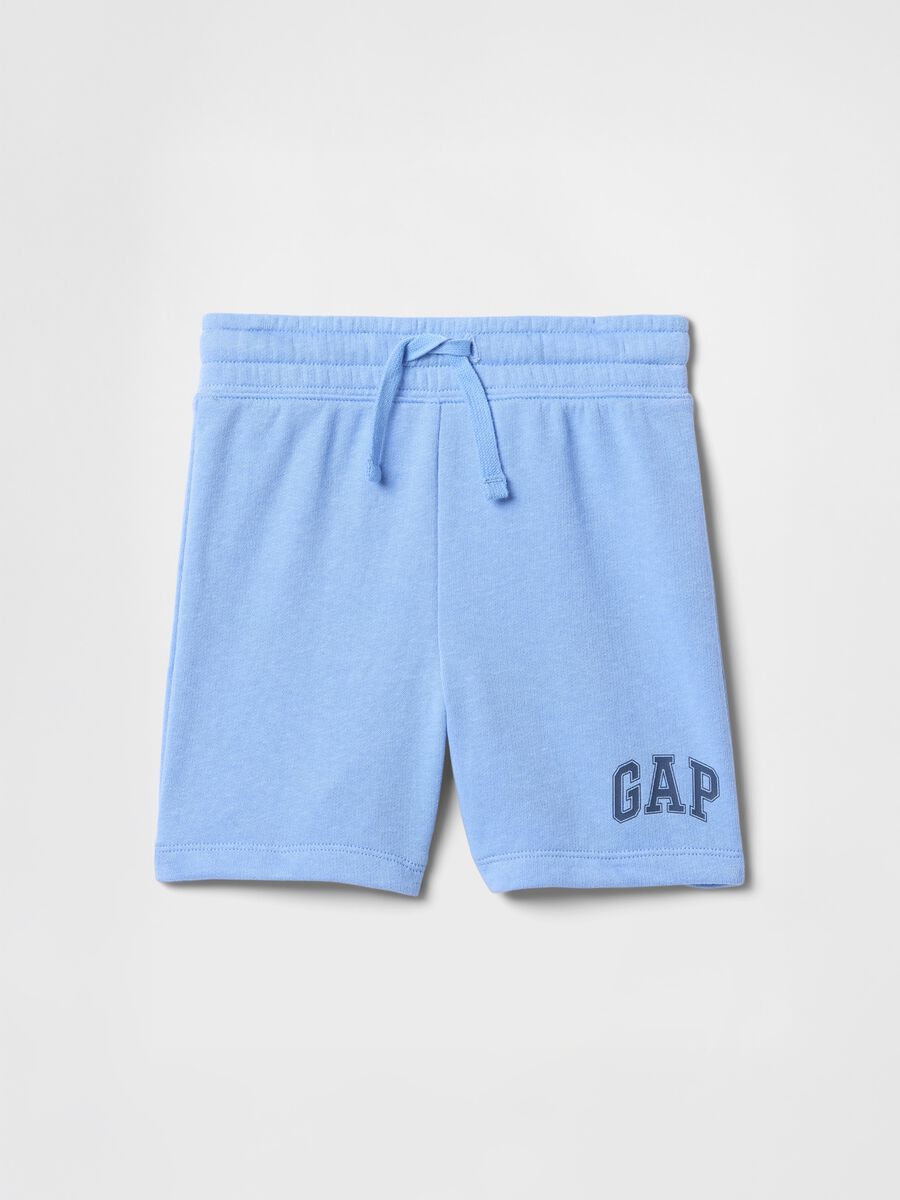Blue cotton and polyester blend shorts_0