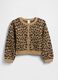 Brown cotton cardigan with leopard print_1