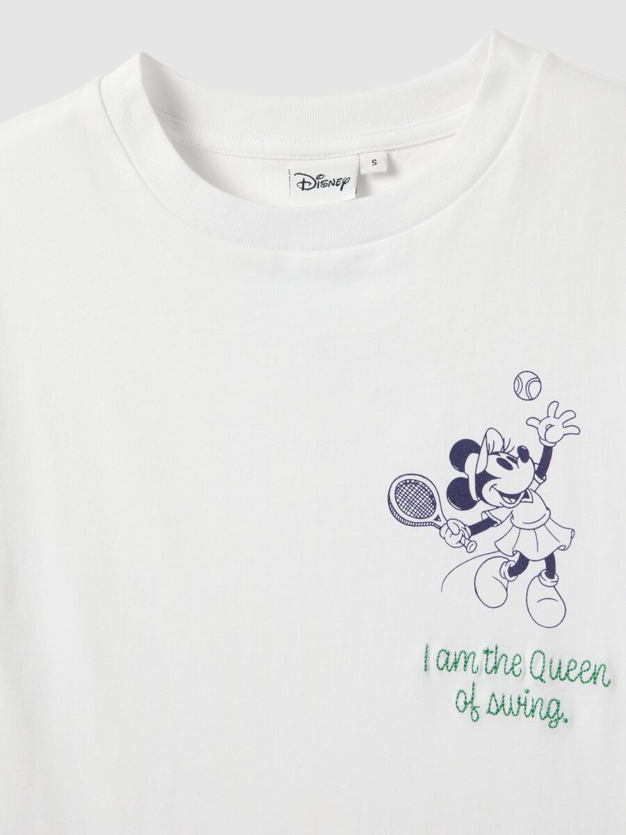 White pure cotton regular fit T-shirt with Minnie print_5