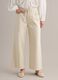 White pure cotton straight-fit trousers with drawstring_1