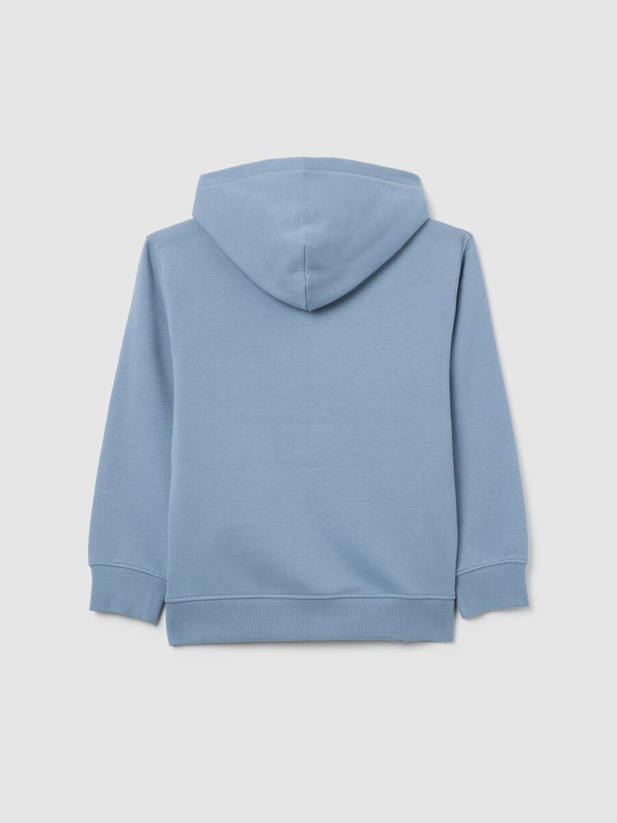 Felpa azzurra da bambino in puro cotone vestibilità oversize con zip_1