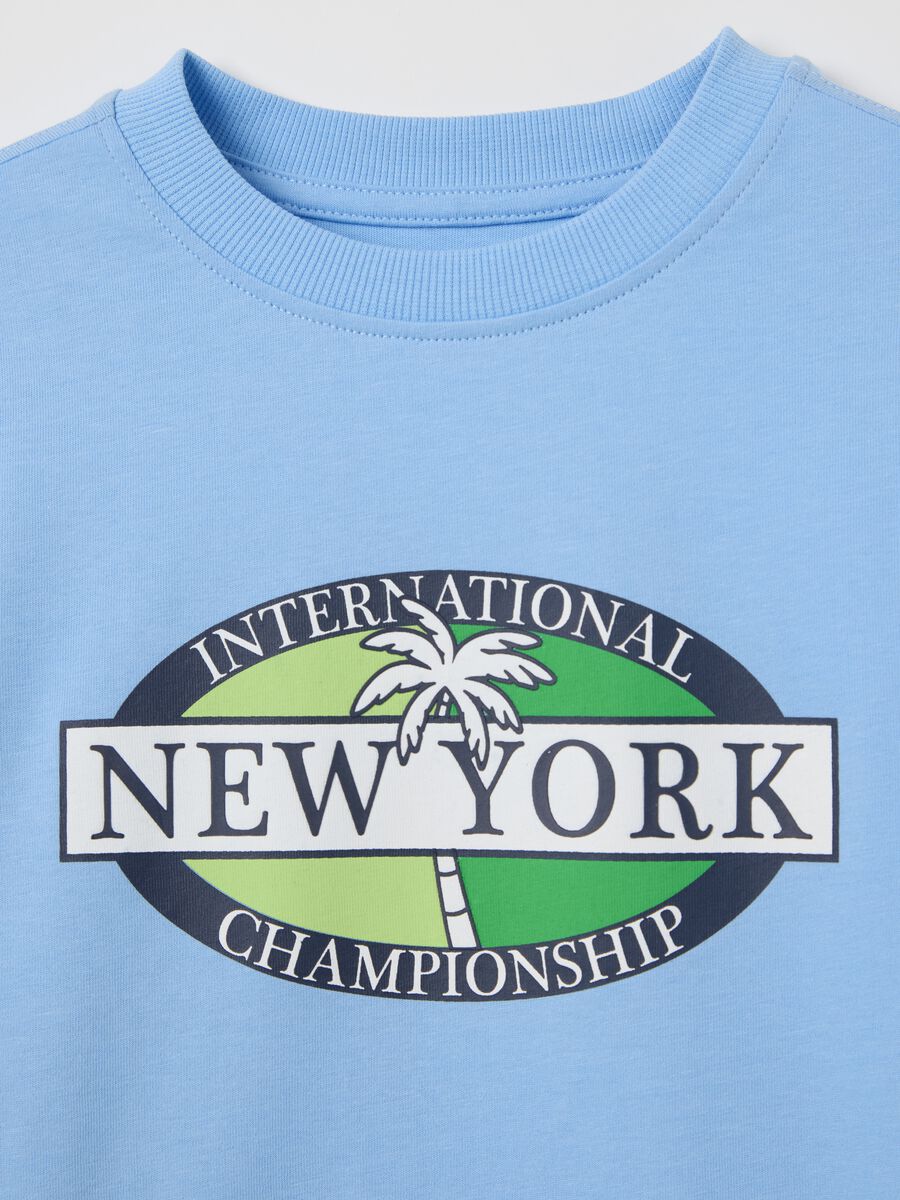 Light blue cotton T-shirt with lettering print_2