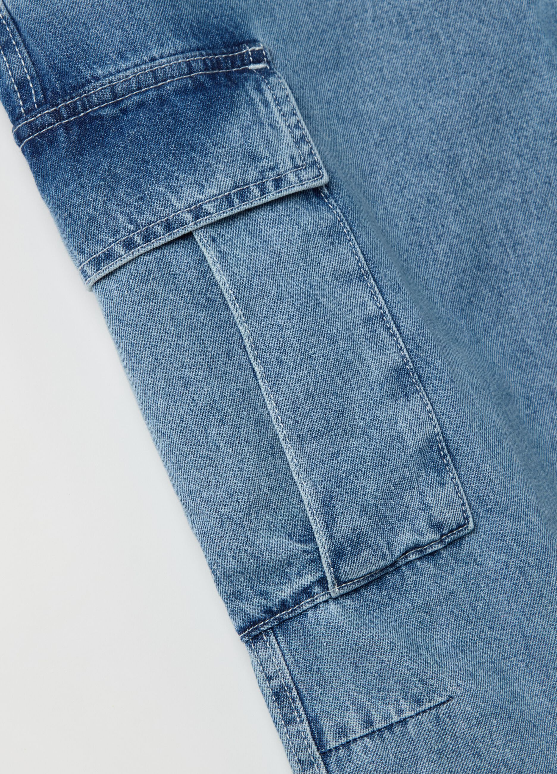 Acid wash cargo jeans