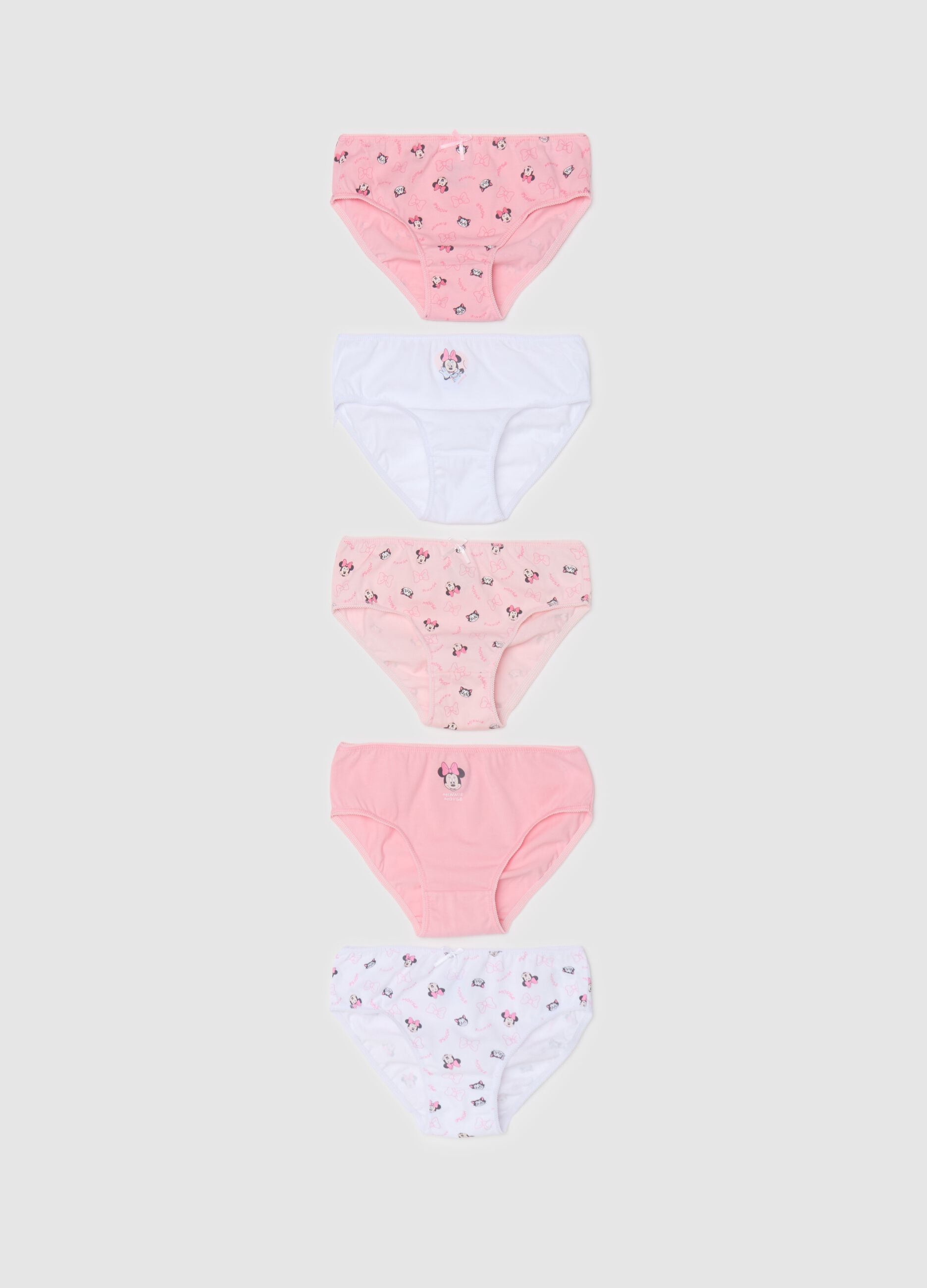 Five-pack cotton briefs with Minnie Mouse design