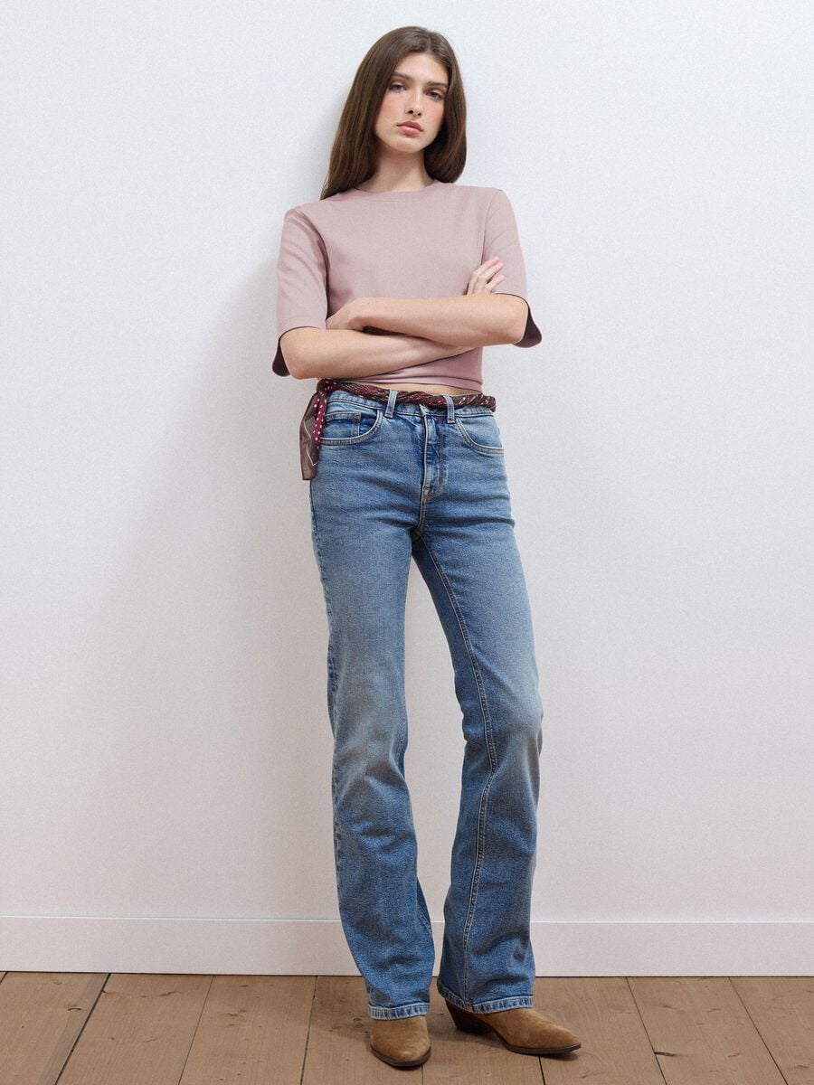 Pink boxy-fit T-shirt in cotton and viscose blend_2