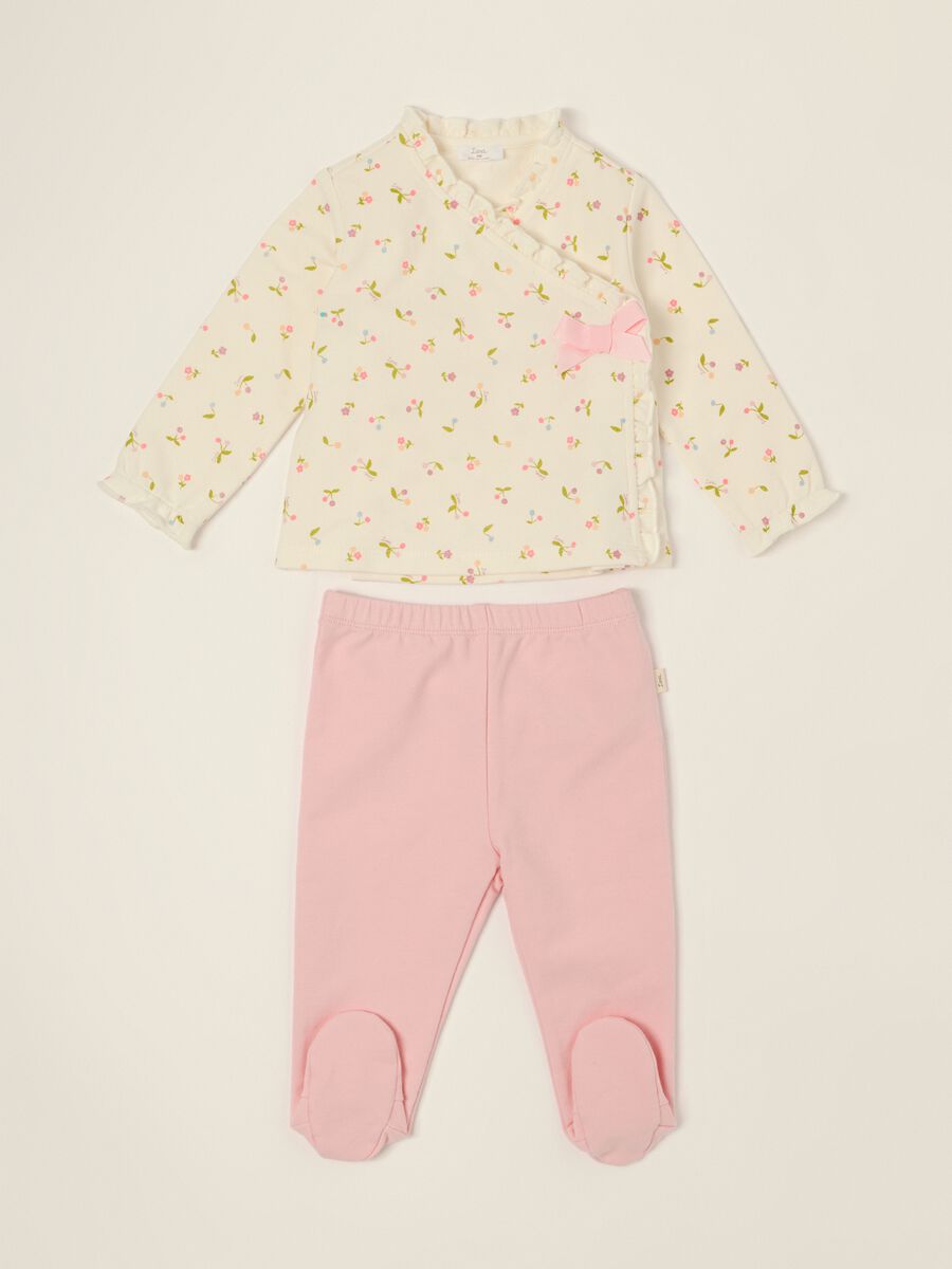 Baby girl multicolour floral stretch cotton set_0