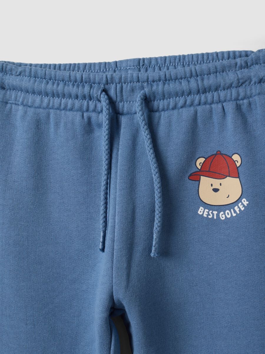 Blue pure cotton jogging set with teddy bear print_3