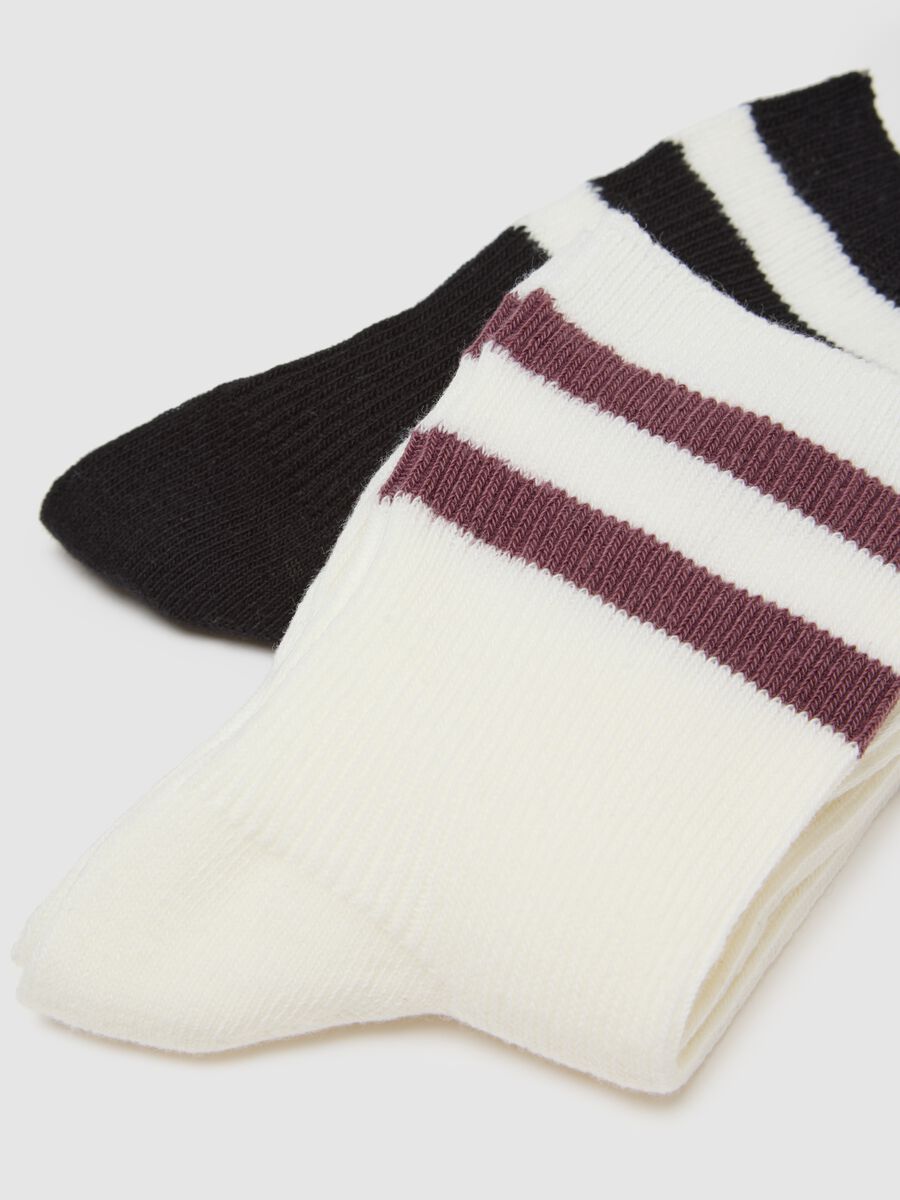 Multipack of regular fit multicoloured striped cotton blend socks_1
